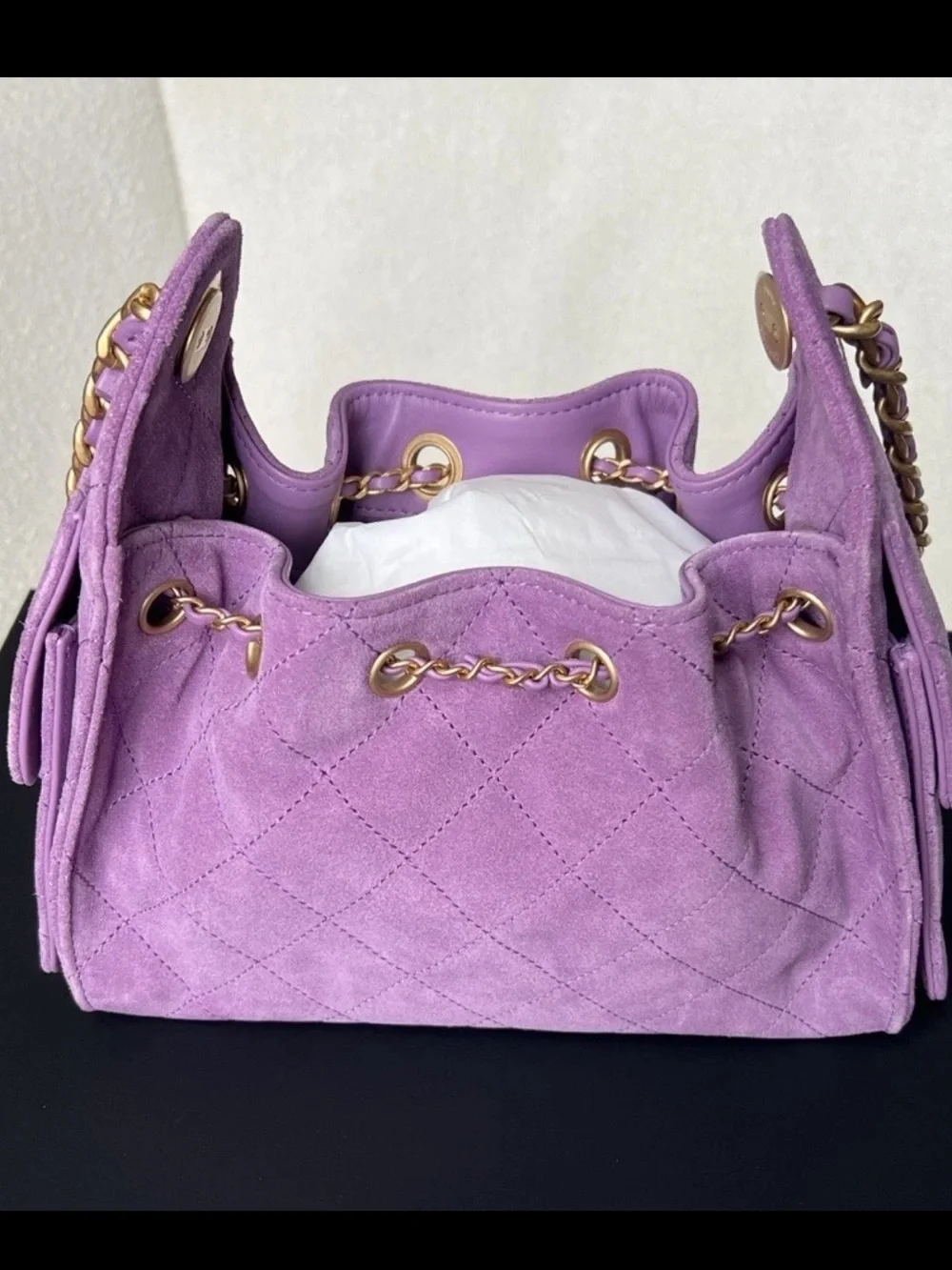 Chanel 25 Mini Suede Bag Purple with GHW Runway